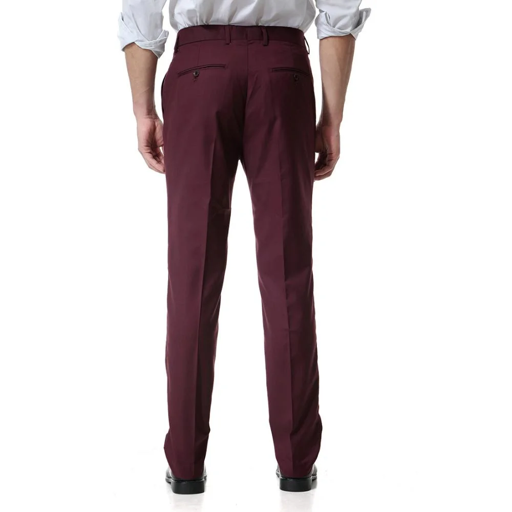 Men′ S Casual Pants Solid Colour Adjustable Waist Business Straight Leg Suit Pants