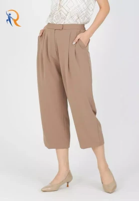 Pantalons légers de rue de mode recadrée pour femmes Pantalons décontractés avec poches latérales