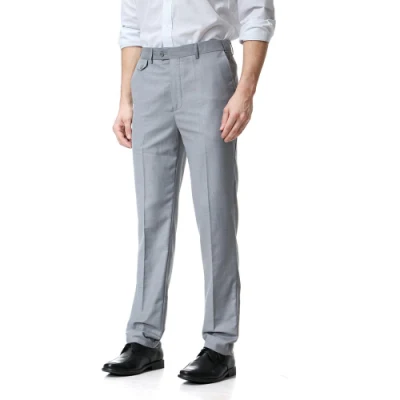 Pantalon décontracté pour hommes, couleur unie, taille réglable, pantalon de costume à jambe droite