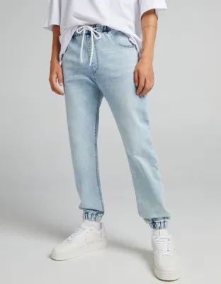 Jeans de jogging en Denim doux pour hommes, vente en gros, élastique, bas de cloche