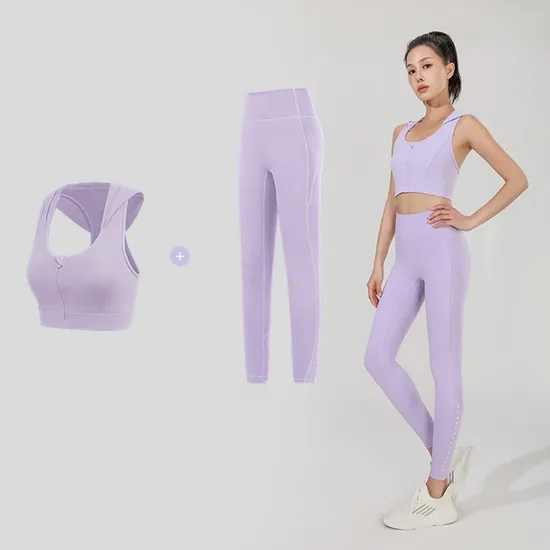 Vêtements de Sport de gymnastique, ensemble de Yoga, Leggings pour femmes avec sweat à capuche, ensemble de Yoga 2 pièces